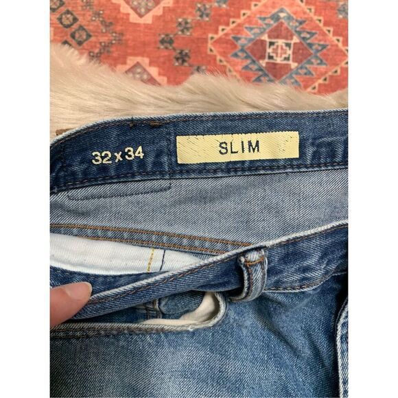 Gap Mens Slim Distressed Medium Wash Jeans 32x34 - Picture 3 of 10